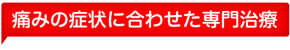 痛みの症状に合わせた専門治療